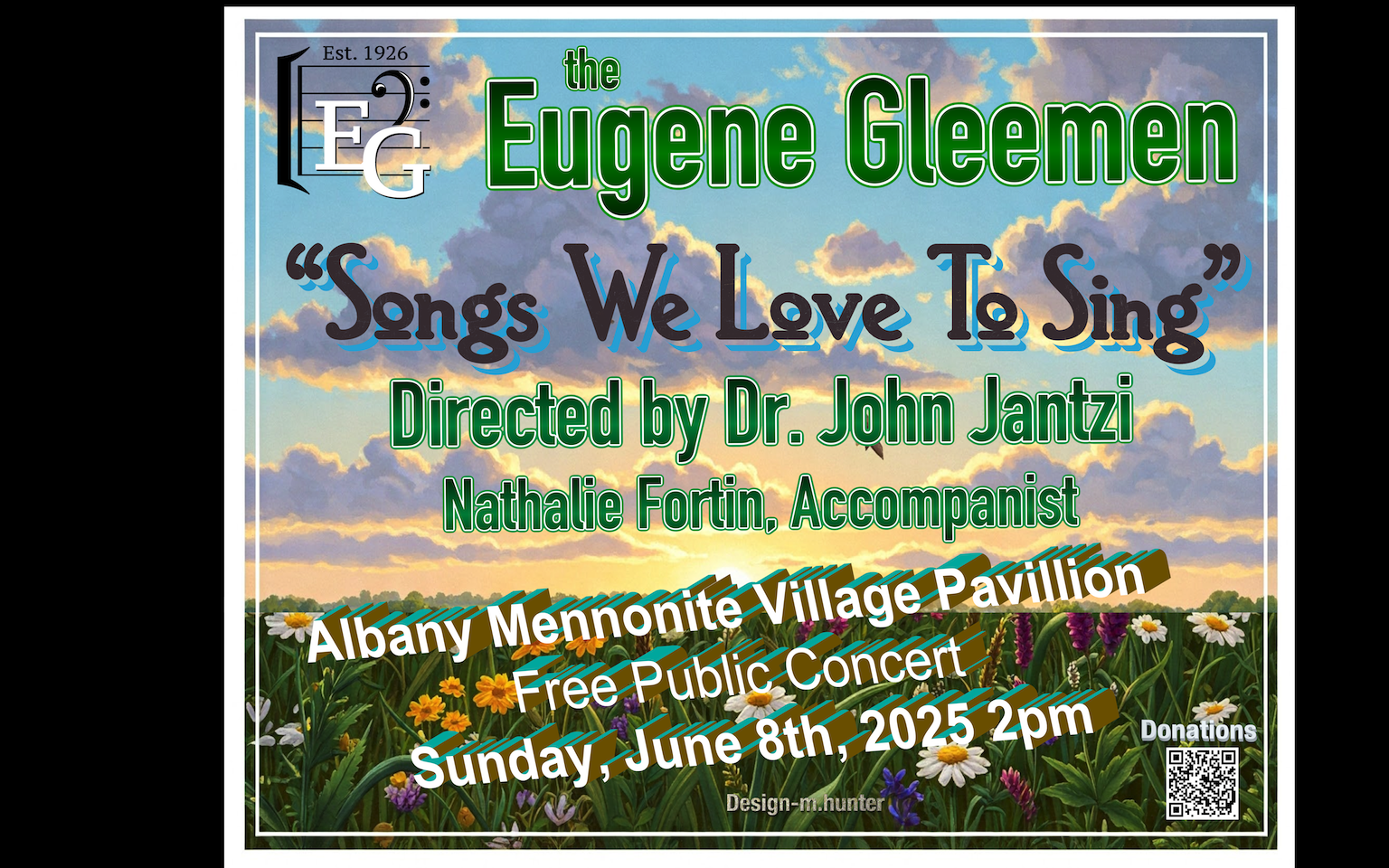 🐄 Albany Mennonite Village Pavilion 12pm Setup-1PM Call  "Songs We Love to Sing" 🐄
